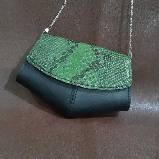 کیف رودوشی و کمری زنانه با ترکیب چرم طبیعی گاوی و بزی اعلا کاملا دستدوز طبله کمکی